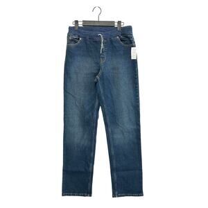 Lands' End Drawstring Waist Pull On Jeans NWT Boy's Sz XL Dark Wash Straight Leg